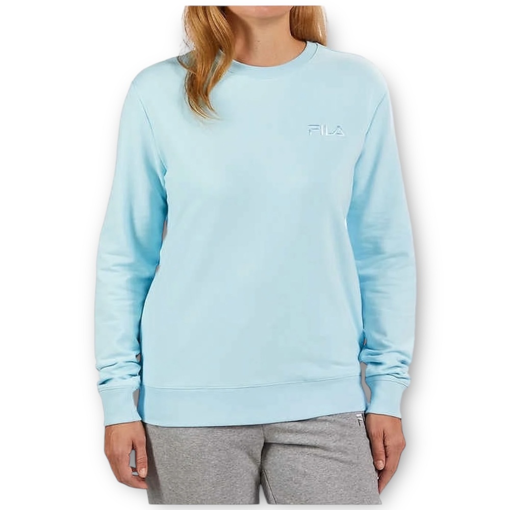 NWT FILA Women Crystal Blue Cotton Blend Crewneck Sweatshirt Size‎ 2X Athleisure